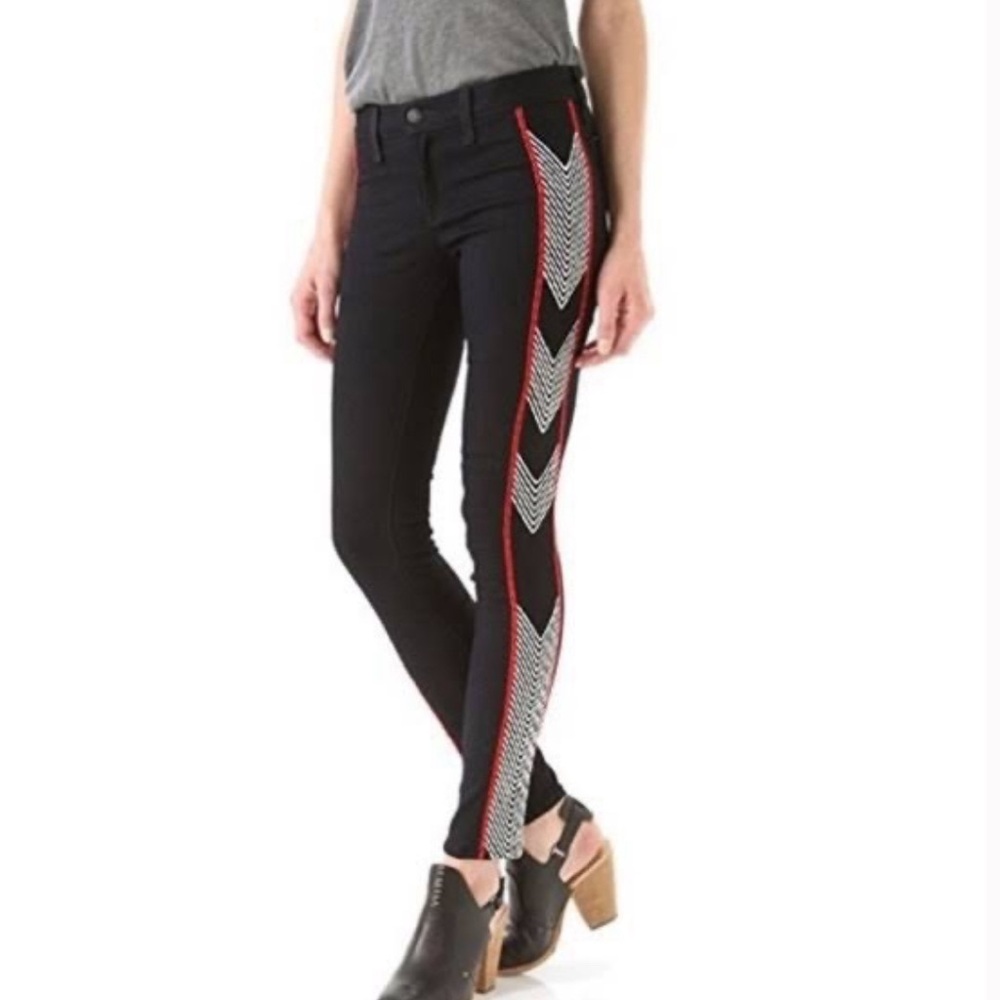 rag & bone Black and Red Skinny Jeans